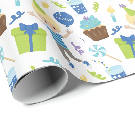 かわいいパーソナライズされた誕生日ボーイ ラッピングペーパー (ロールコーナー)