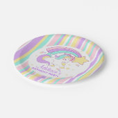 かわいいパーソナライズされた誕生日マジカルレインボーユニコーン ペーパープレート (アングル)