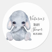 かわいいパーソナライズされた象の水彩 赤ちゃんのシャワー ラウンドシール (正面)