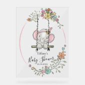 かわいいパーソナライズされた象の赤ちゃんシャワー アクリルサイン (正面)