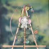 かわいいパーソナライズされた象の赤ちゃんシャワー アクリルサイン (ニュートラル)