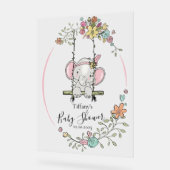 かわいいパーソナライズされた象の赤ちゃんシャワー アクリルサイン (傾斜)