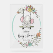 かわいいパーソナライズされた象の赤ちゃんシャワー アクリルサイン (正面)