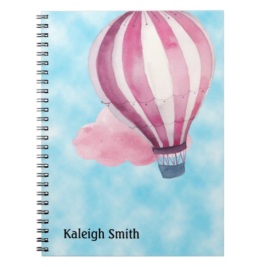 かわいいパーソナライズされた赤いホワイトホットエアバルーン ノートブック (正面)