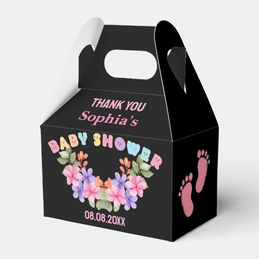 かわいいパーソナライズされた赤ちゃんシャワーお願いボックス フェイバーボックス (裏面サイド)
