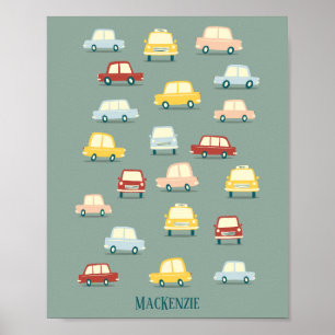 かわいいパーソナライズされた車 ポスター