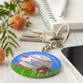 かわいいパーソナライズされた野球の赤ちゃんシャワー キーホルダー (側面)