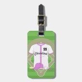 かわいいパーソナライズされた野球ピンク ラゲッジタグ (正面縦)