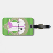 かわいいパーソナライズされた野球ピンク ラゲッジタグ (裏面横)