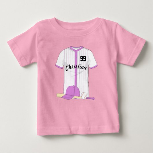 かわいいパーソナライズされた野球 ベビーTシャツ (正面)