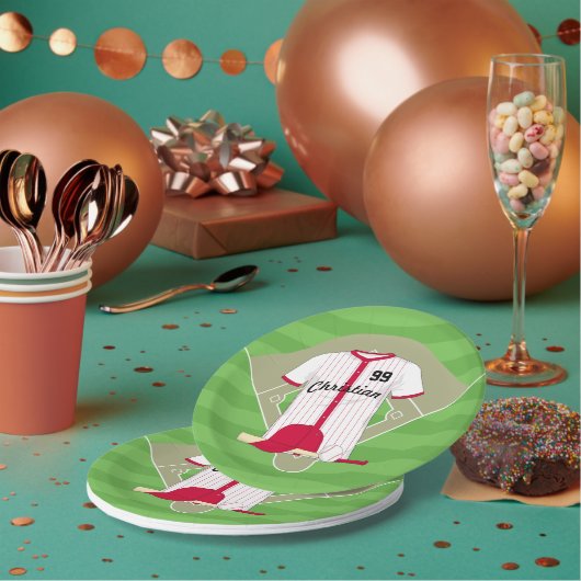 かわいいパーソナライズされた野球 ペーパープレート (複数)