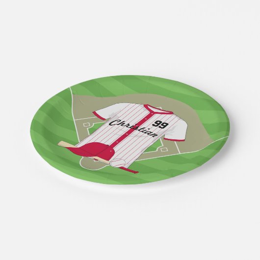 かわいいパーソナライズされた野球 ペーパープレート (アングル)