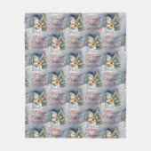 かわいいパーソナライズされた雪だるまギタークリスマス フリースブランケット (正面)