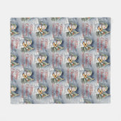 かわいいパーソナライズされた雪だるまギタークリスマス フリースブランケット (正面(横))