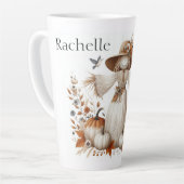 かわいいパーソナライズされた顔のないカシ カフェラテマグ (左アングル)