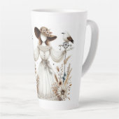 かわいいパーソナライズされた顔のない女性と紅葉 カフェラテマグ (右アングル)