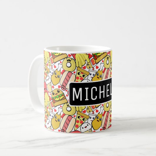 かわいいパーソナライズされた食品 コーヒーマグカップ (正面左)