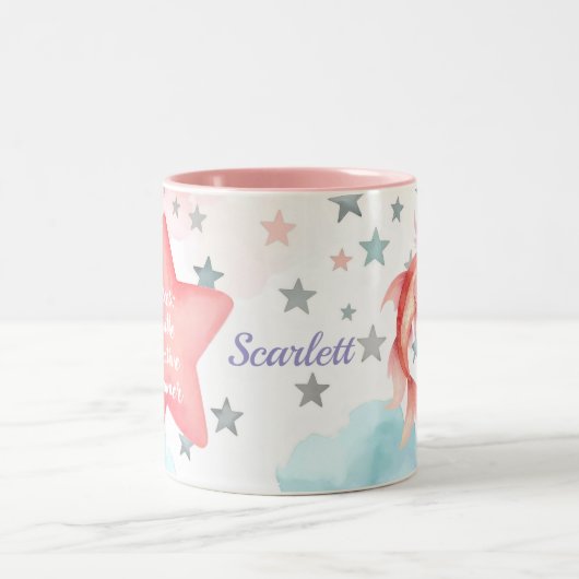 かわいいパーソナライズされた魚座の〔占星術の〕十二宮図サインマグカップ女の子 ツートーンマグカップ (中央)
