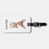 かわいいパーソナライズされた鹿キッズ ラゲッジタグ (正面横)