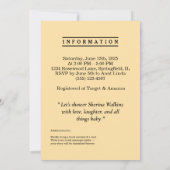 かわいいパーソナライズされた黄色の赤ちゃんシャワー 招待状 (裏面)