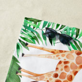 かわいいパーソナライズな子供のサファリの動物の水彩画 ビーチタオル (インサイチュ)