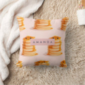かわいいパーソナライズドパンケーキの山とシロップ クッション (ブランケット)