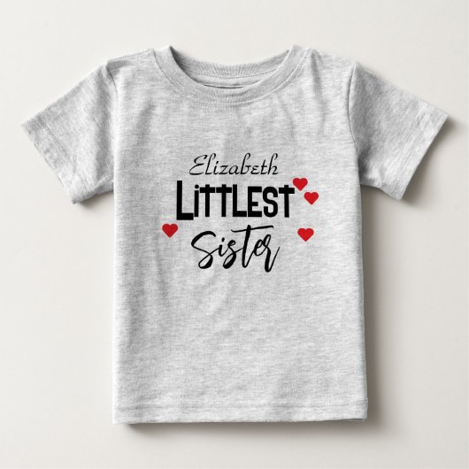 かわいいパーソナライズド Little Sister ベビーTシャツ (正面)