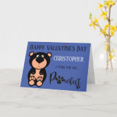 かわいいパーソナライズベア ハッピー バレンタインズ デー 名前 カード (黄色い花)