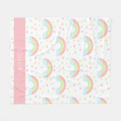 かわいいパーソナライズレインボースターパステル雲スイート フリースブランケット (正面(横))