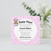 かわいいパーティテディベアの誕生日パーティ招待状 招待状 (スタンド正面)