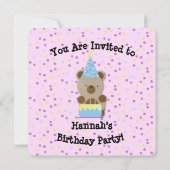 かわいいパーティテディベアの誕生日パーティ招待状 招待状 (裏面)