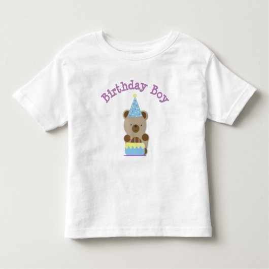 かわいいパーティテディベア誕生日ボーイ トドラーTシャツ (正面)