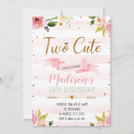 かわいいパーティーの招待状2歳 招待状 (正面)