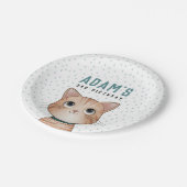 かわいいパーティーの紙の子猫をテーマにした誕生日 ペーパープレート (アングル)