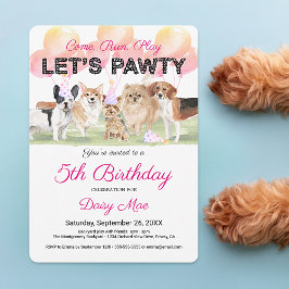 かわいいパーティーをしよう カスタム犬の誕生日パーティー 招待状