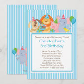 かわいいパーティーアニマル誕生日パーティーの招待状 招待状 (正面/裏面)