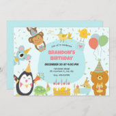 かわいいパーティーアニマル 招待状 (正面/裏面)
