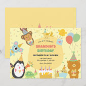 かわいいパーティーアニマル 招待状 (正面/裏面)