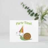 かわいいパーティータイムカタツムリ インビテーションポストカード (スタンド正面)