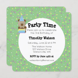 かわいいパーティーテディベア誕生日パーティーの招待状 招待状