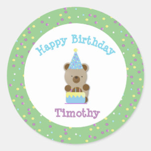 かわいいパーティーテディベア誕生日 ラウンドシール