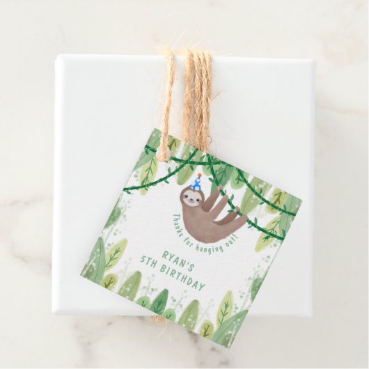 かわいいパーティーナマケモノの帽子の誕生日 フェイバータグ (インサイチュ)