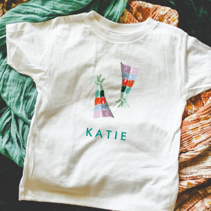 かわいいパーティーハットイラストレーションパーソナライズされた名 ベビーTシャツ