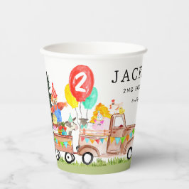 かわいいパーティーバーンドアニマルトラックキッズファーム誕生日 紙コップ
