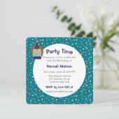 かわいいパーティーヘッジホッグ誕生日パーティーの招待状 招待状 (スタンド正面)