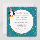 かわいいパーティーペンギン誕生日パーティーへの招待 招待状 (正面)