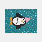 かわいいパーティーペンギン フリースブランケット (正面(横))