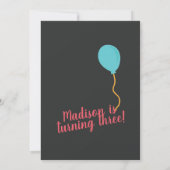 かわいいパーティーラマと風船の誕生日招待状 招待状 (裏面)