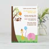 かわいいパーティー動物おもしろい誕生パーティーの招待 招待状 (スタンド正面)