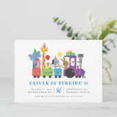 かわいいパーティー動物が子どもの誕生日パーティーを訓練 招待状 (スタンド正面)